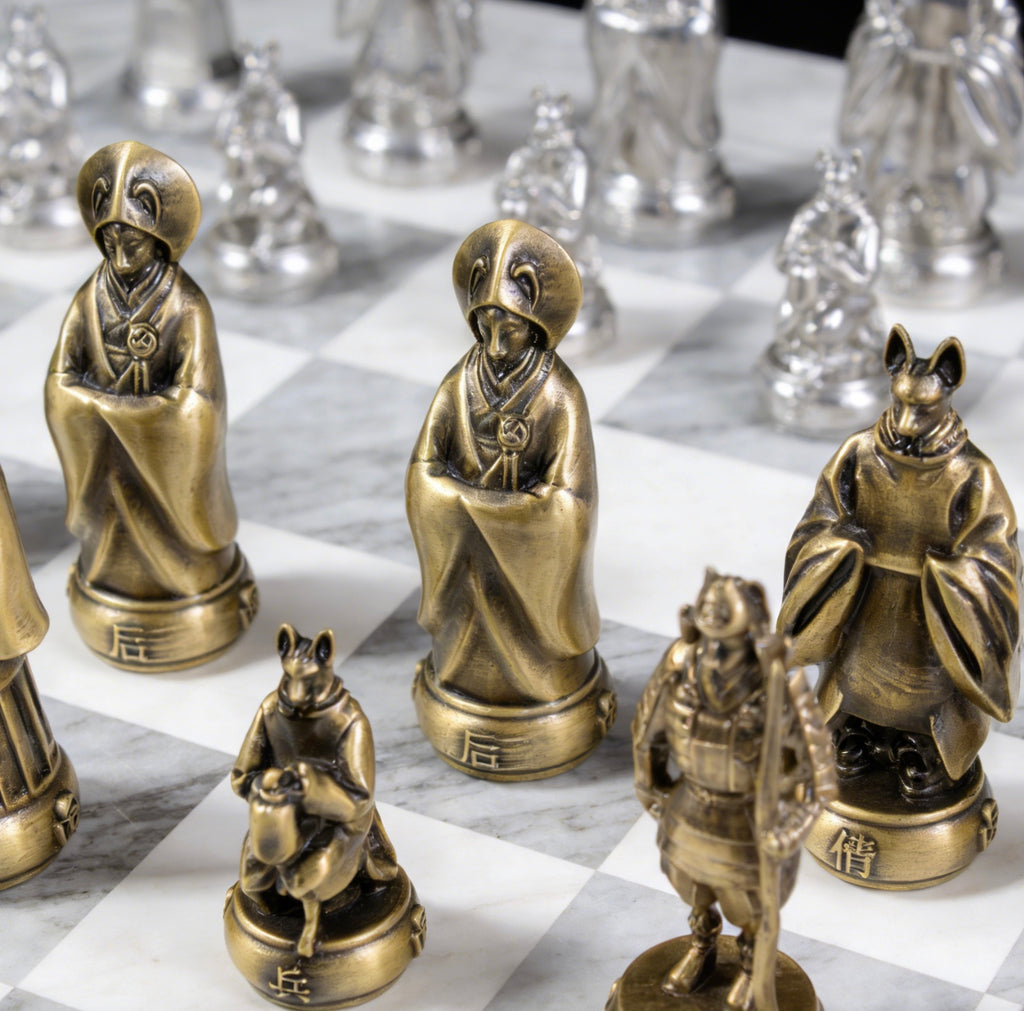 Antique Custom Brass Metal Chess Set