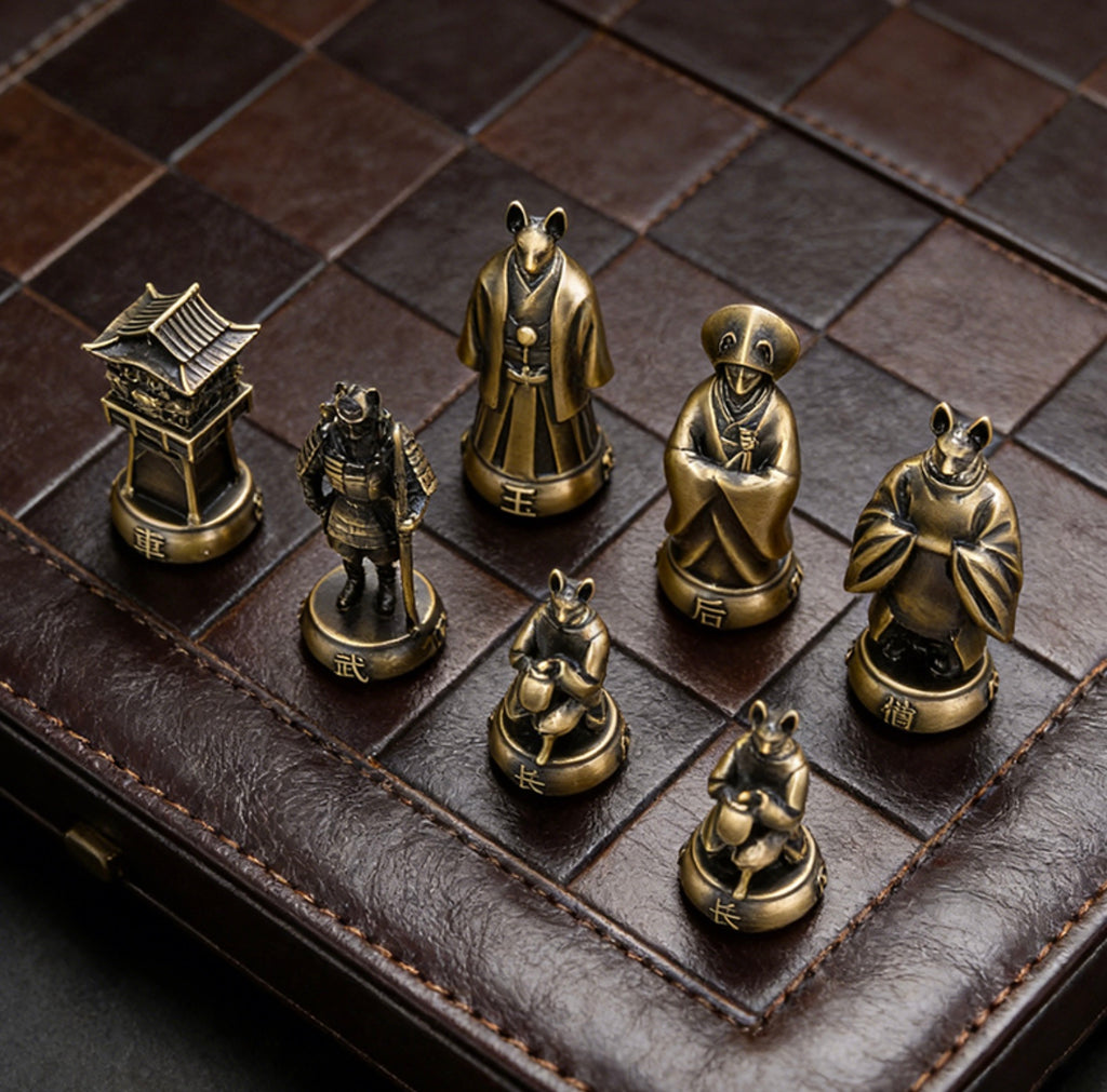 Antique Custom Brass Metal Chess Set