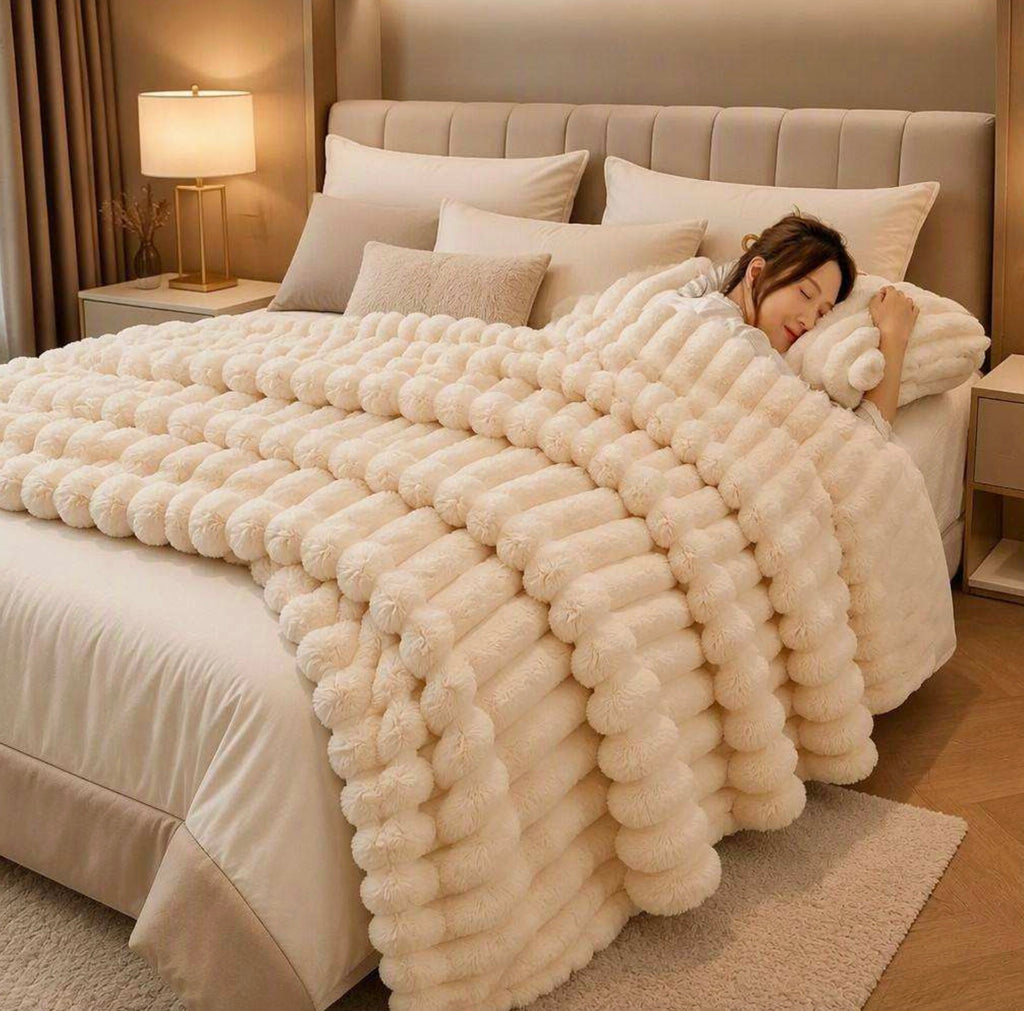 Super Soft Bubble Fleece Throw Blanket