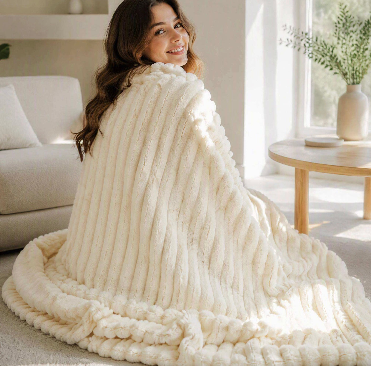 Super Soft Bubble Fleece Throw Blanket