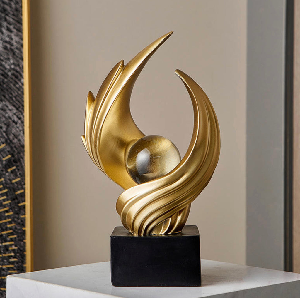 Resin Abstract Art Hand-Painted Desktop Sculpture