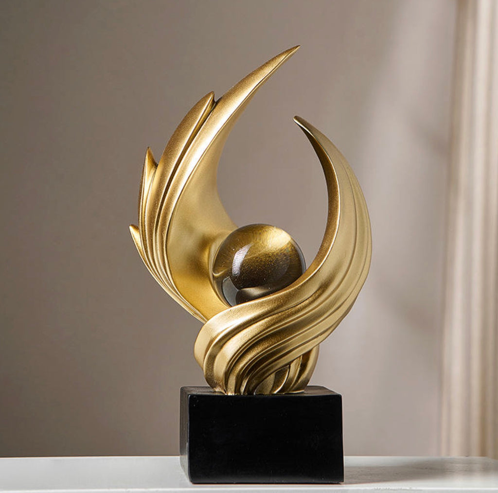 Resin Abstract Art Hand-Painted Desktop Sculpture