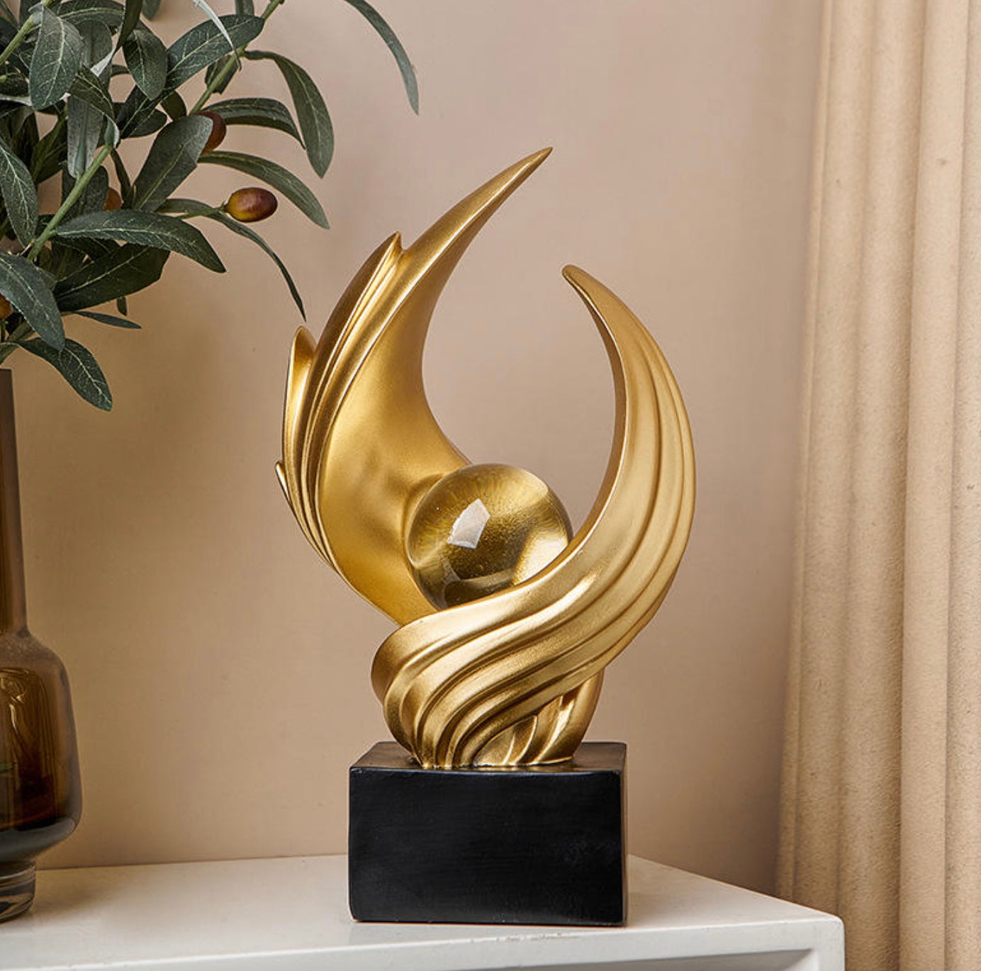 Resin Abstract Art Hand-Painted Desktop Sculpture